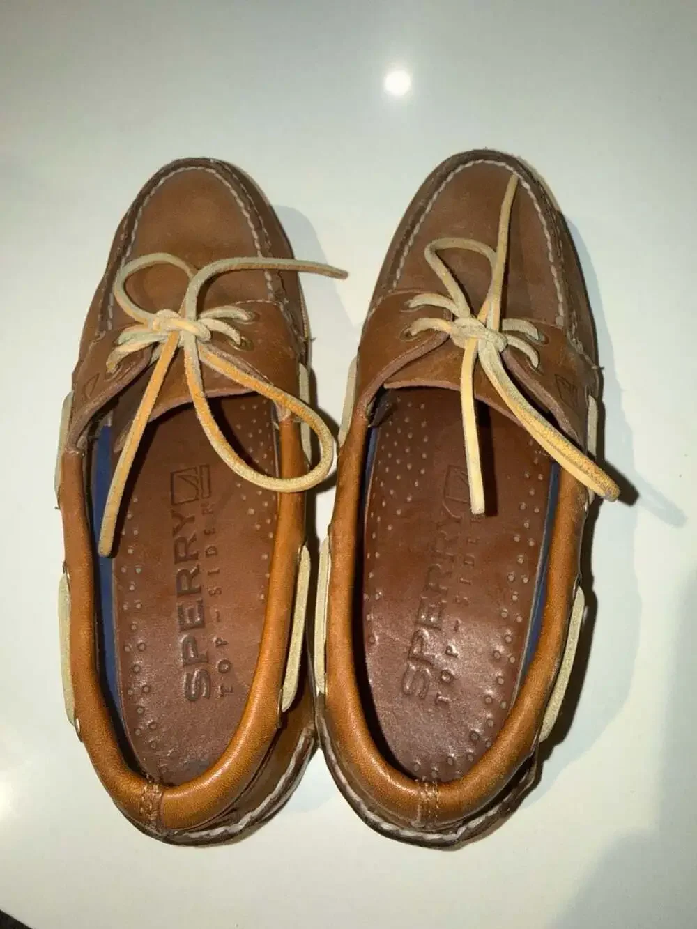 Sperry Top-Sider Authentic Original 2-Eye Boat Shoes Sahara Leather Size 7.5M